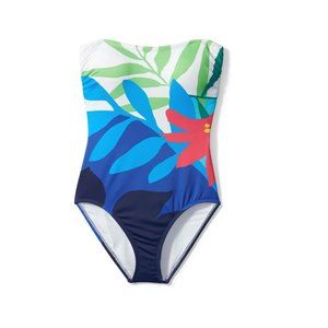 Tommy Bahama L99906 Womens White Paloma Palms Bandeau One-Piece Swimsuit